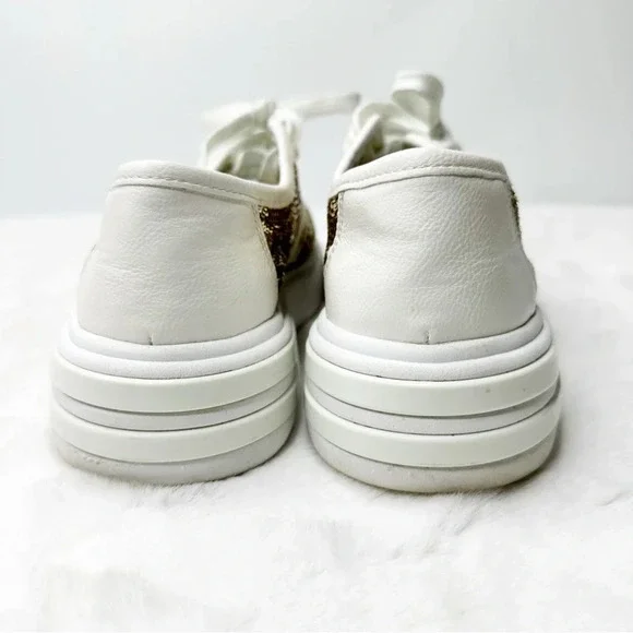 Geox Gold Sequin Tennis Shoes Size 7 - Picture 4 of 6